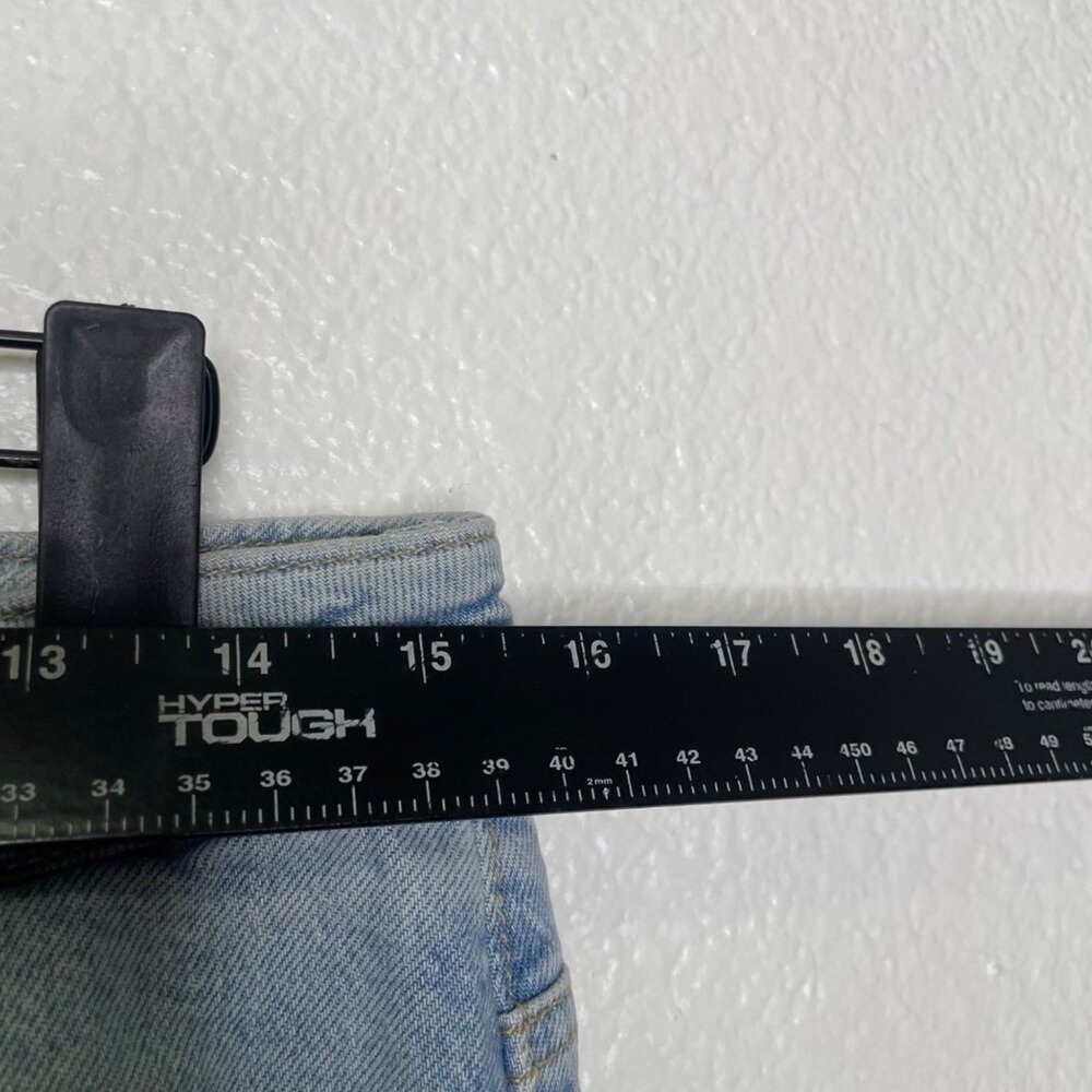 Zara High Rise Distressed Straight Leg Jeans Light Wash Raw Hem Size 8 MEX 30 - Picture 5 of 14